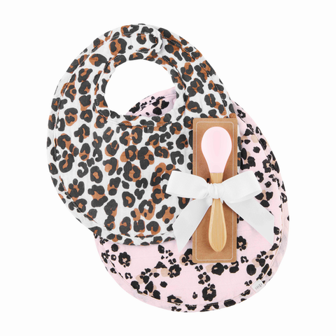 Leopard Bib & Spoon Set Mud Pie