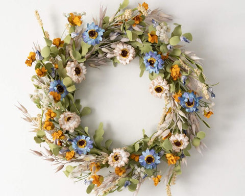 MIXED FLOWER WREATH 21.75"Lx3.5"Wx21.75"H MULTI PK2 Sullivans