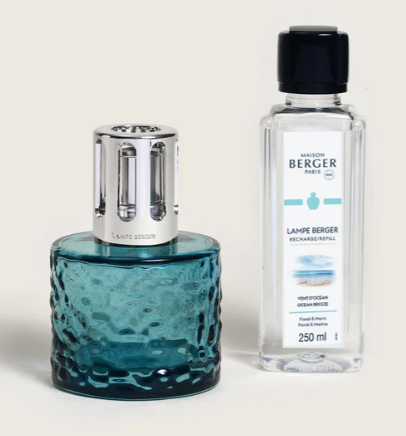 Mirage Azure Fragrance Lamp Gift Set with Ocean Breeze Lampe Berger Paris