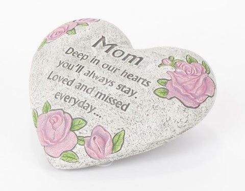 6"L Cement Mom Heart Stone w/ Color The Gerson Companies