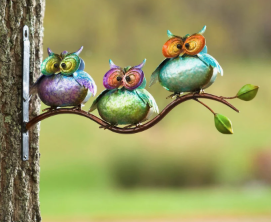 3 Metal Owls on Branch Wall Art Evergreen Enterprises