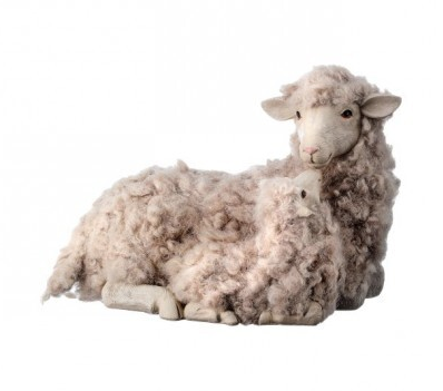 8.5" RESIN W/WOOL SITTING SHEEP Regency International