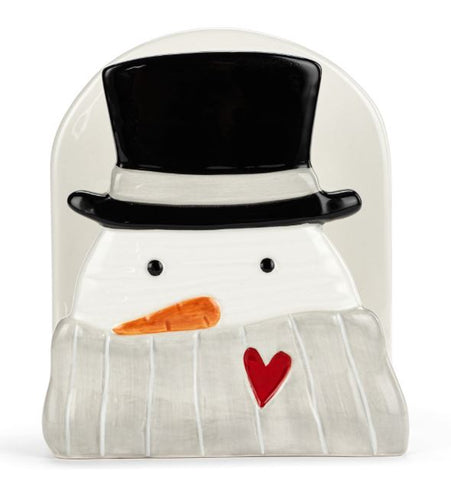 Snowman Red Heart Ceramic Napkin Holder Demdaco
