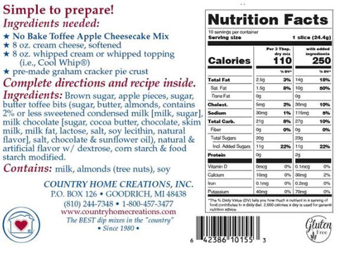 No Bake Toffee Apple Cheesecake Mix Country Home Creations