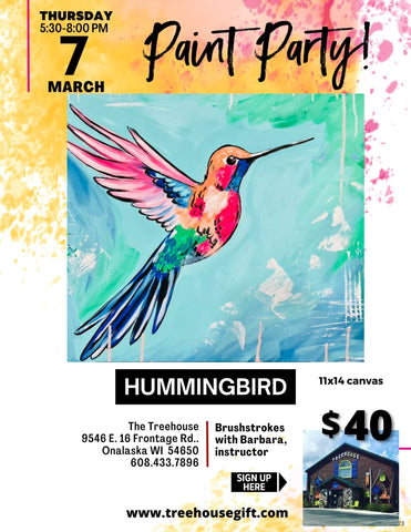 Hummingbird Paint Party! Local Artist Barbara Larsen
