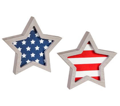 6" Wood Patriotic Star Table Décor in 12 Piece CDU Evergreen Enterprises