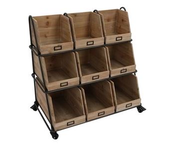 Wood Bins (9) on Rolling Frame Transpac