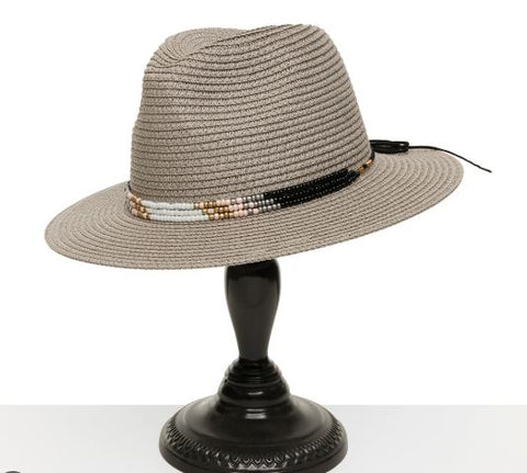 HAT GREY W/BEAD BAND MeraVic