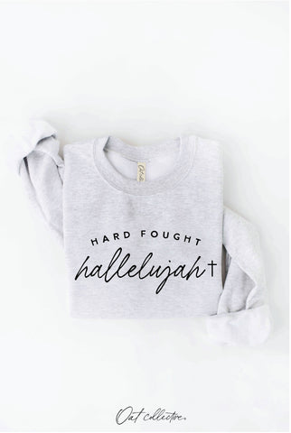 HARD FOUGHT HALLELUJAH Graphic Sweatshirt : VINTAGE WHITE LONG SLEEVE / M OAT COLLECTIVE