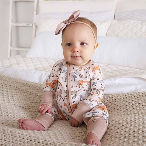 P's Ponies Convertible Zip Romper: 0-3 months Caden Lane