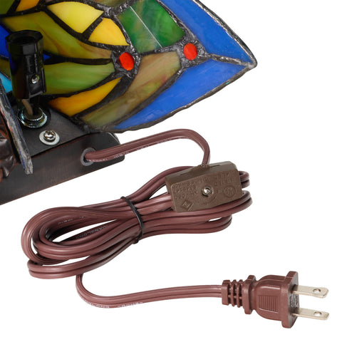 9.5"H Luella Red Butterfly Wings Stained Glass Accent Lamp River of Goods
