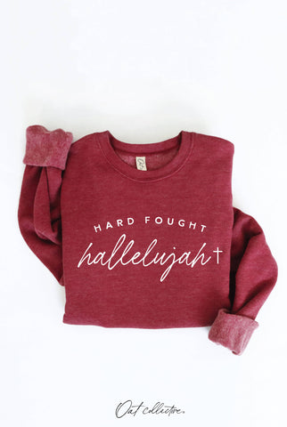 HARD FOUGHT HALLELUJAH Graphic Sweatshirt : VINTAGE WHITE LONG SLEEVE / XL OAT COLLECTIVE