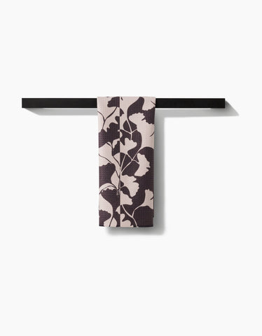 Midnight Ginkgo Tea Towel Geometry