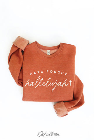 HARD FOUGHT HALLELUJAH Graphic Sweatshirt : VINTAGE WHITE LONG SLEEVE / S OAT COLLECTIVE