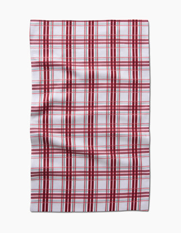 Candy Cane Plaid Tea Towel Geometry