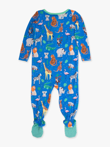 SoftSnooze™ Baby Bamboo Viscose Zoo Crew Footed One Piece Pajama
: Blue / 0-3m RuffleButts + RuggedButts
