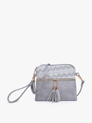 M1785 Tara Double Zip Crossbody Bag/Wristlet: Leopard-Mustard Jen & Co.