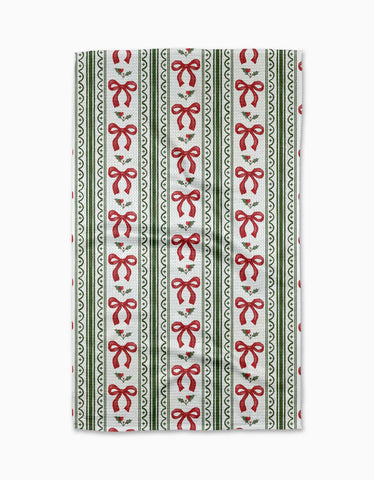 Christmas Bow Stripe Tea Towel Geometry