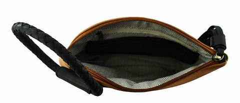 BP204SU Faux Suede Cuff Handle Tassel Wristlet/Clutch: Beige Tan MiMi Wholesale