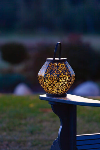 Metal Daisy 7.9" Outdoor Solar Lantern - Black Allsop Home & Garden