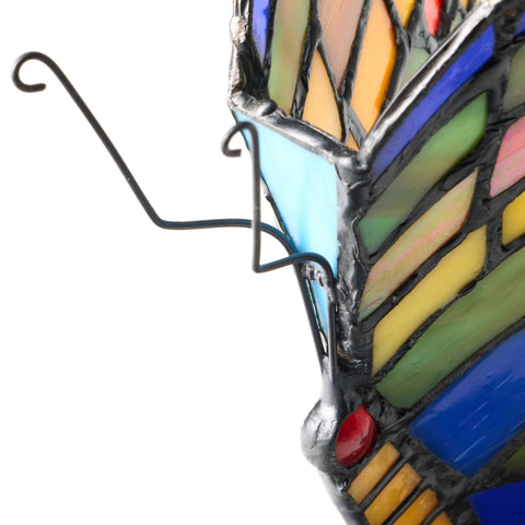 9.5"H Luella Red Butterfly Wings Stained Glass Accent Lamp River of Goods
