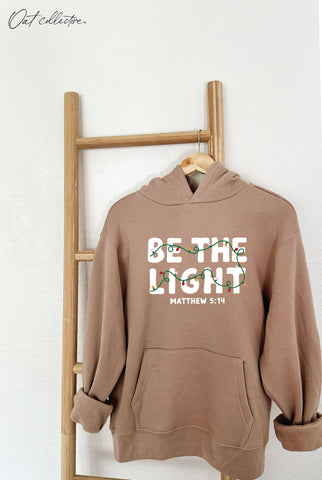 BE THE LIGHT MATTHEW 5:14 Hoodie Pullover Sweatshirt : HEATHER FOREST / S OAT COLLECTIVE
