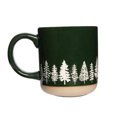 Pine Trees Stoneware Coffee Mug - Christmas Decor Sweet Water Decor