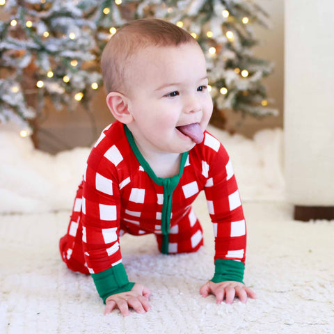 Christmas Bamboo Convertible Zip Rompers: Bow What Fun / 12-18 months Caden Lane