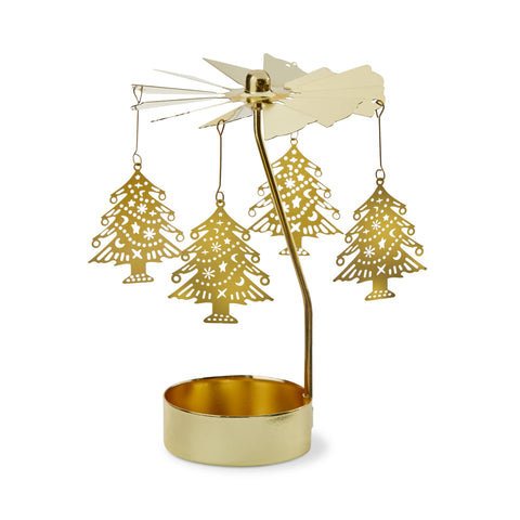 Christmas Tree Carousel Tealight Candle Holder: Gold / Iron tag