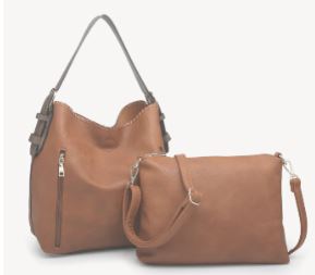Alexa 2-in-1 Hobo Bag w/Dual Zip Compartments | Brown Jen & Co