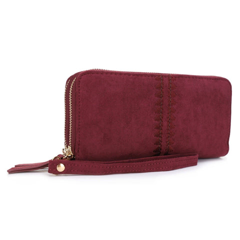 ES60164SU Sherrie Suede Double Zipper Wallet: SCHY(Wine) MiMi Wholesale