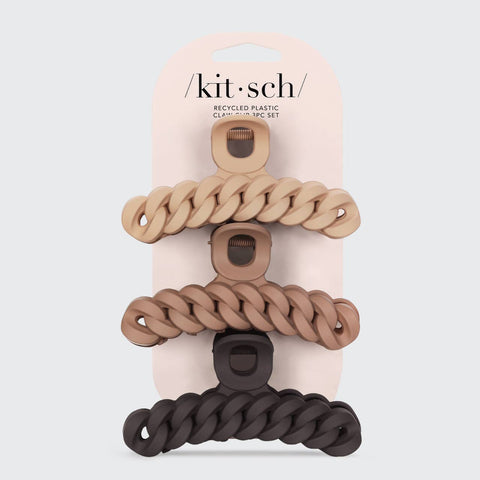 Eco-friendly Chain Claw Clip 3pc Set - Neutral KITSCH
