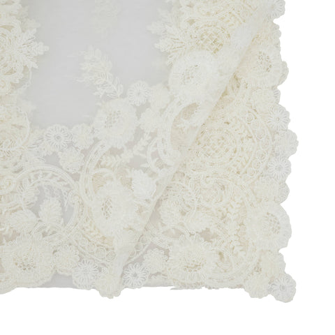 Floral Net Lace Table Runner: Ivory / 15"x72" Saro Lifestyle