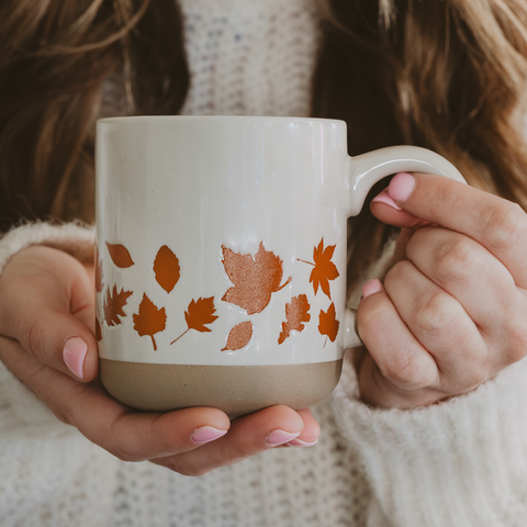 *NEW* Orange Leaves Stoneware Coffee Mug - Fall Decor Sweet Water Decor