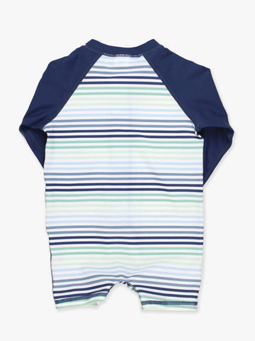 Baby Boys Coastal Stripes Long Sleeve One Piece Rash Guard Swimsuit
: Navy / 3-6m RuffleButts + RuggedButts
