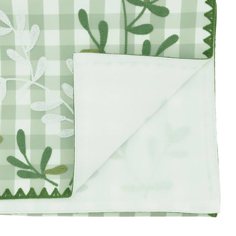 Embroidered Gingham Decorative Table Runner: Green / 16"x70" Saro Lifestyle