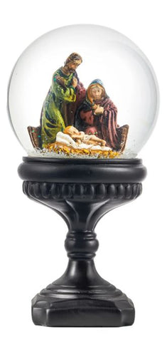 Resin Nativity Water Globe on Pedestal
