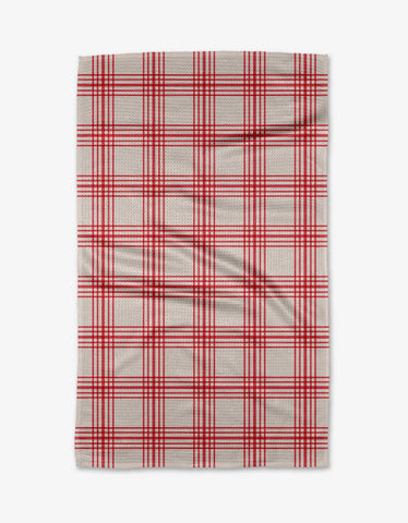 Cranberry Stripes Tea Towel Geometry