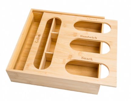 BAMBOO STORAGE BAG HOLDER, 4 COMPARTMENTS Lipper