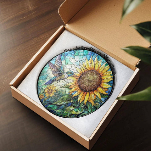 Hummingbird Stained Glass Suncatcher, Sunflower Art: 7.8in NVC Ecommerce LLC