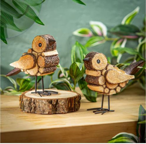 Bird with Wood Texture Resin Table Décor with Meta Evergreen Enterprises