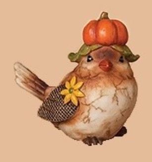 Harvest Pumpkin Hat Birdie Statue Evergreen Enterprises