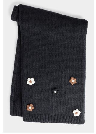 Flower Embellished Scarf - Black TGB Brands