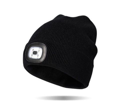 BLK RECHRGEABLE LED BEANIE 4PC DM Merchandising