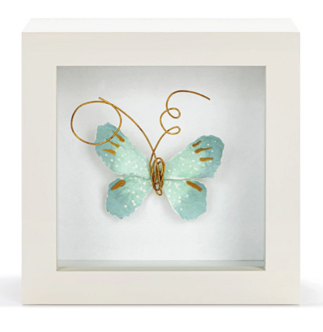 Blue Skies Light Blue Butterfly Shadow Box Demdaco