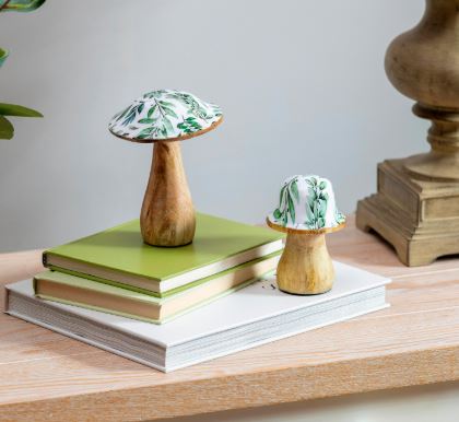 Olive Oasis Mushroom Wood Table Décor Set Evergreen Enterprises