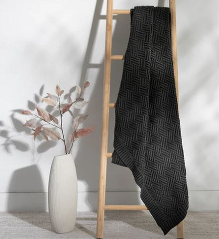 Washed Brick Organic Cotton Throw Blanket - Navy Pink Lemonade