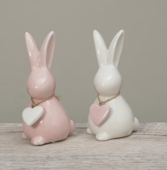 3.74"H Dolomite Bunny w/ Heart The Gerson Companies