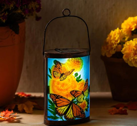 Mariposa Melody Hand Painted Solar Lantern, 14"H Evergreen Enterprises