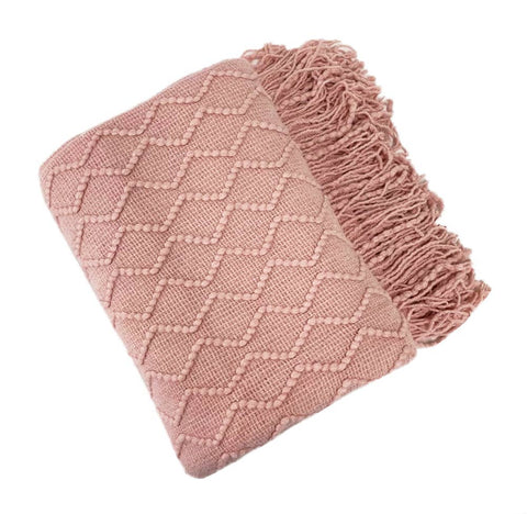 Weave Knit 50x60 Inch Throw Blanket: Pink Fennco Styles